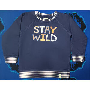 Lilly + Sid Toddler 3-4 YRS Sweatshirt Stay Wild Navy Organic Cotton Crewneck